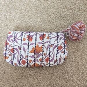 White and Purple Floral Clutch with Tassel